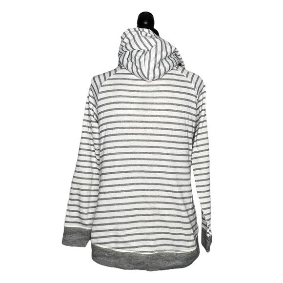 Maurices SMALL Stripe Zipper Detail Oversize Cowlneck Pullover Hooded Sweatshirt - Picture 5 of 11